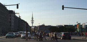 Pedestrian crossing at traffic lights