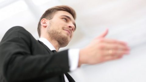 Business employee handshake