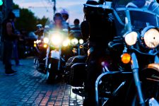 Bikies riding at night