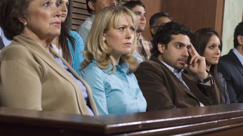 Jurors watching a trial