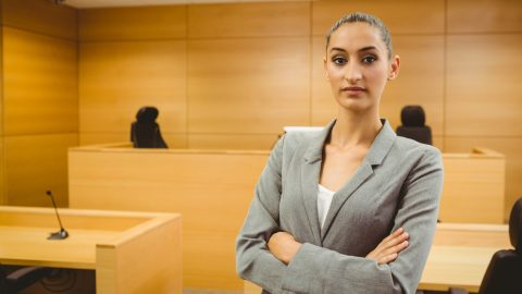 Lawyer standing in court