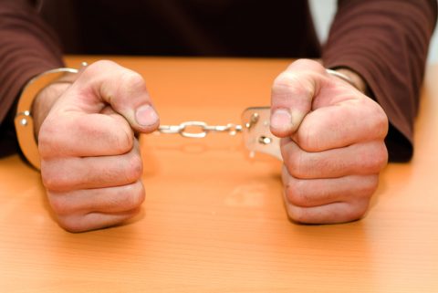 Handcuffed during an interview