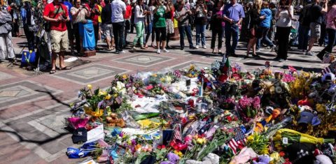 Boston bombing flower memorial
