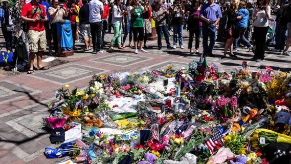 Boston bombing flower memorial