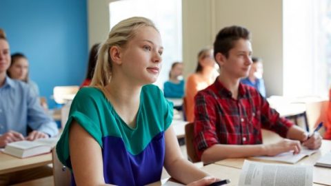 Classroom students working