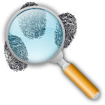 Magnify glass and a fingerprint