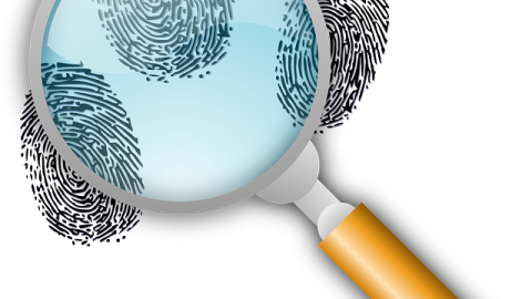 Magnify glass and a fingerprint