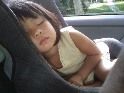 Sleeping child in car