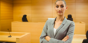 Woman lawyer in a courtroom