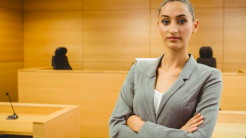 Woman lawyer in a courtroom