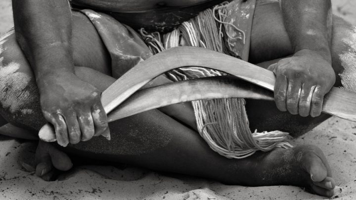 Aboriginee with boomerang