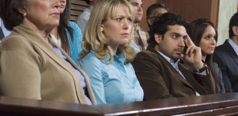 Jurors watching trial