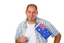 Man holding Australian flag