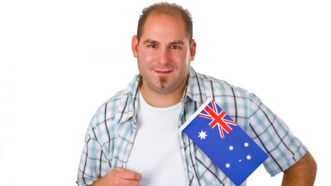 Man holding Australian flag