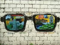 Street art of sunglasses