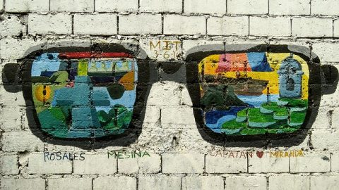 Street art of sunglasses