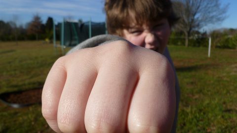 Boy throwing punch