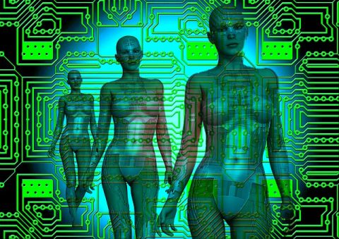 Micro chip and human figures