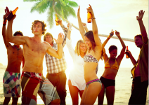 Drinking on the beach