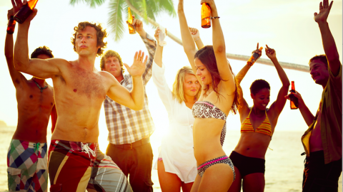 Drinking on the beach