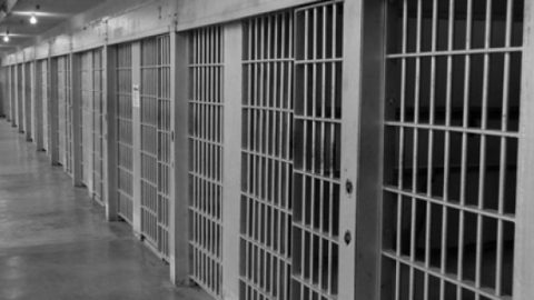 Row of prison cells