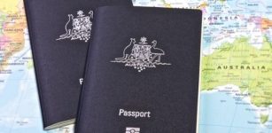 Australian passports on a map