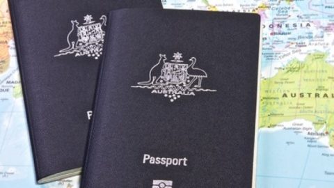 Australian passports on a map