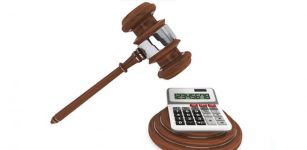 Calculator under gavel