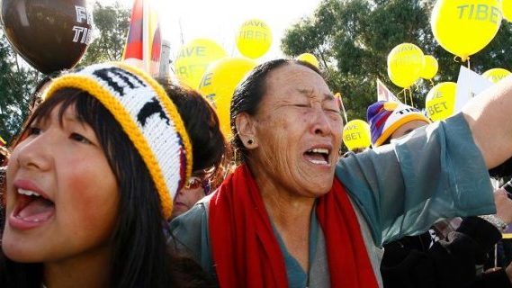 Tibetan refugees protest