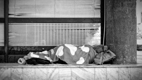 Homeless woman