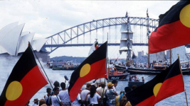 Justice treaty and Aboriginal flags