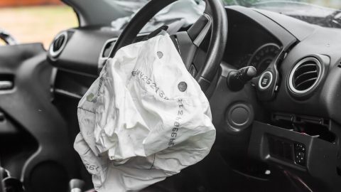 Airbag deflated from a car crash