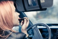 Putting makeup on while driving