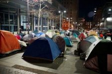 Tents up at night