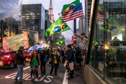Brazil and American flags