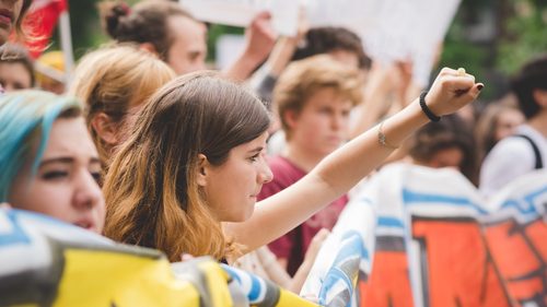 Students at a protest