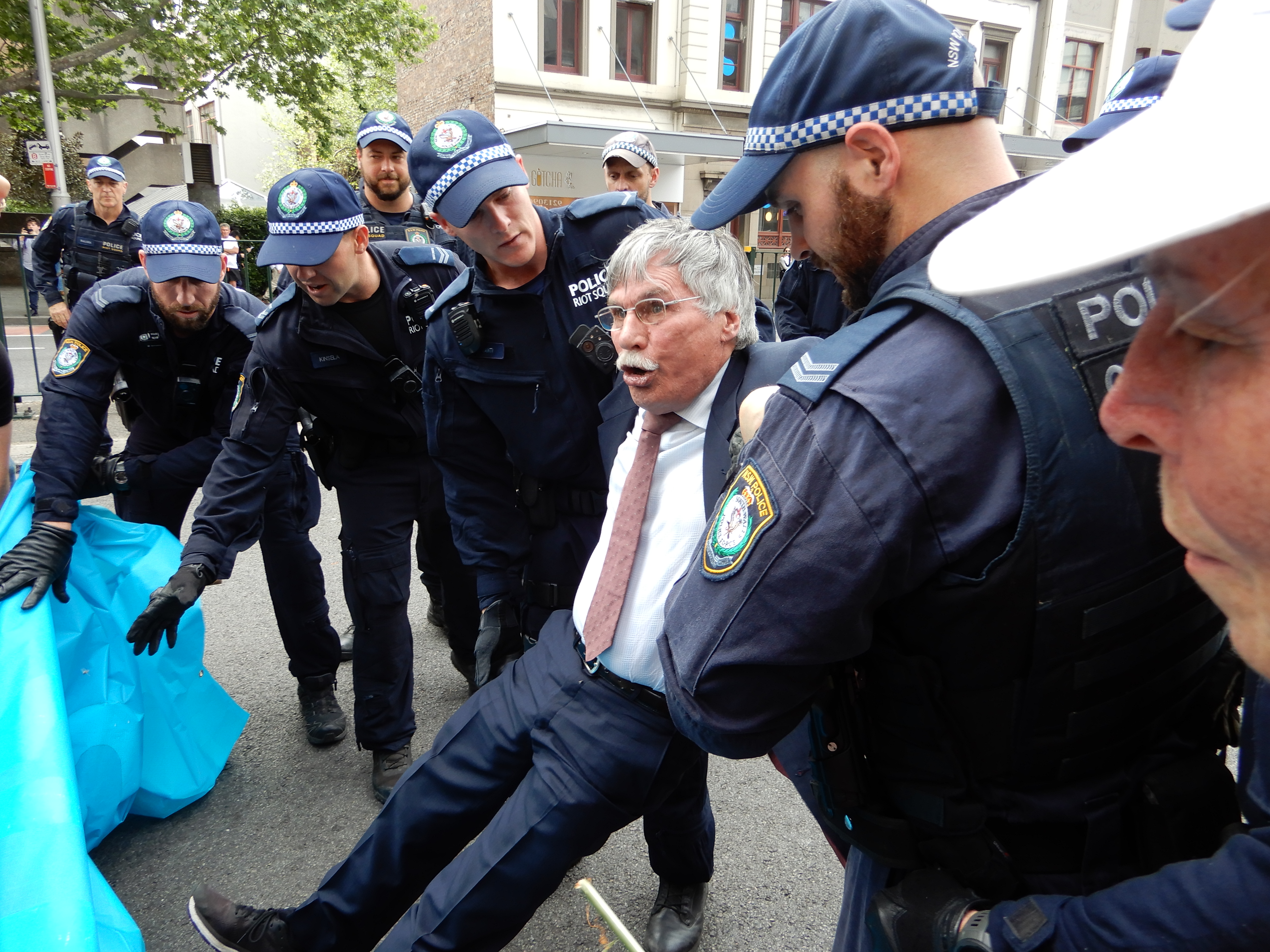 Climate protesters and police