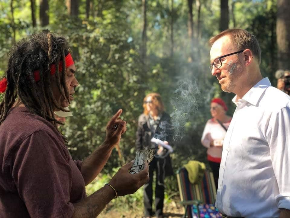 Greens MP David Shoebridge at the protest at Nambucca State Forest