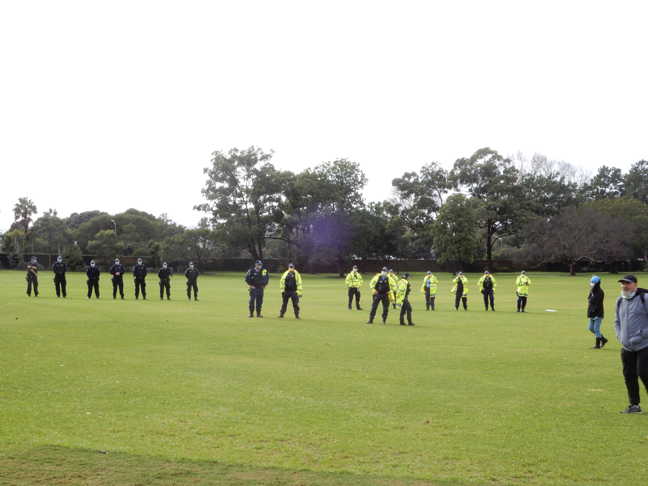 Officers policing the BLM protest at Sydney’s Domain on 28 July 2020