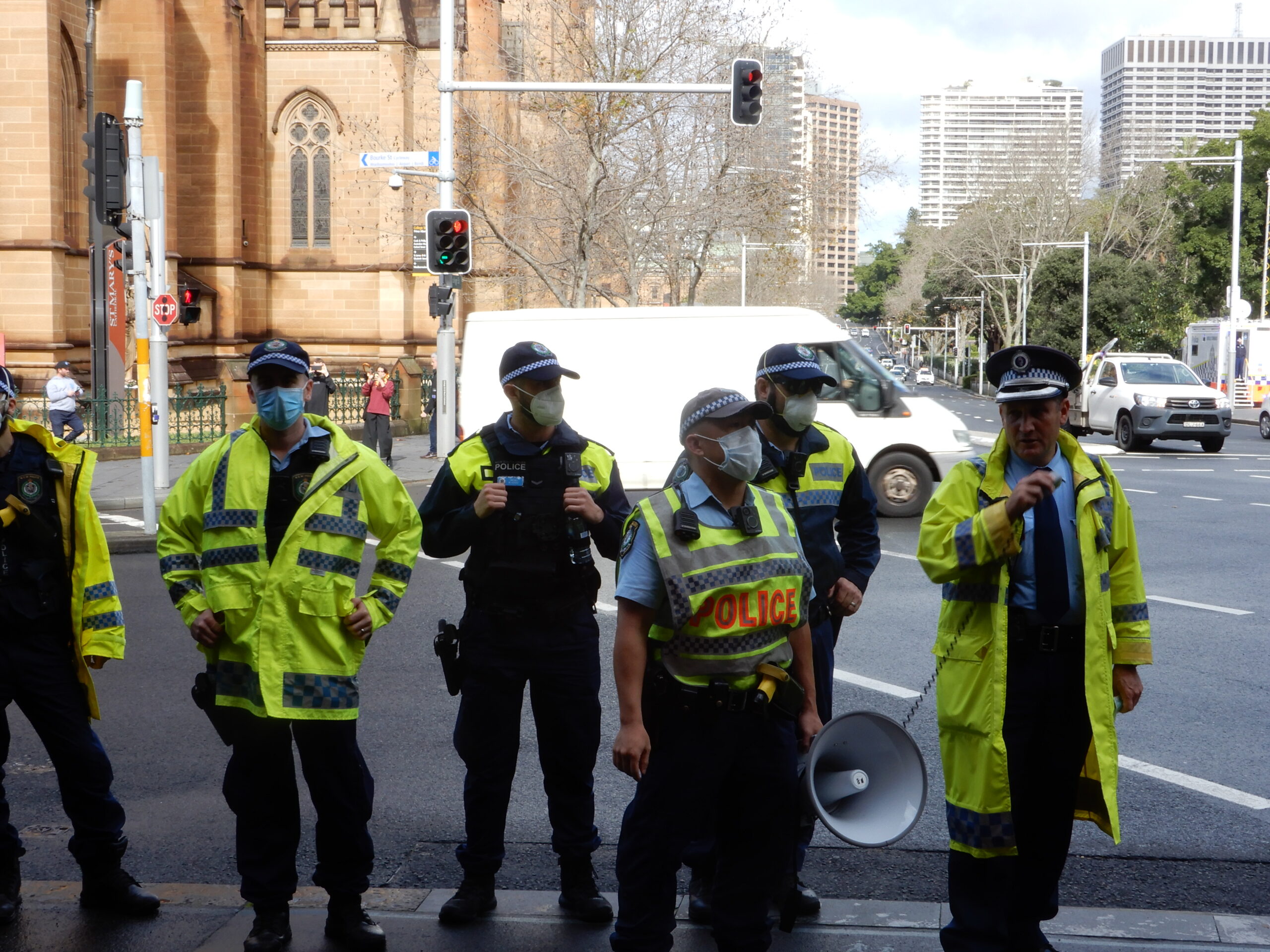 Police Officers wearing masks