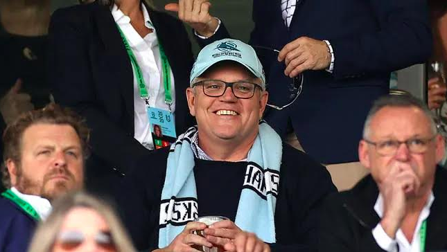 Scott Morrison at the footy on 13 July 2020