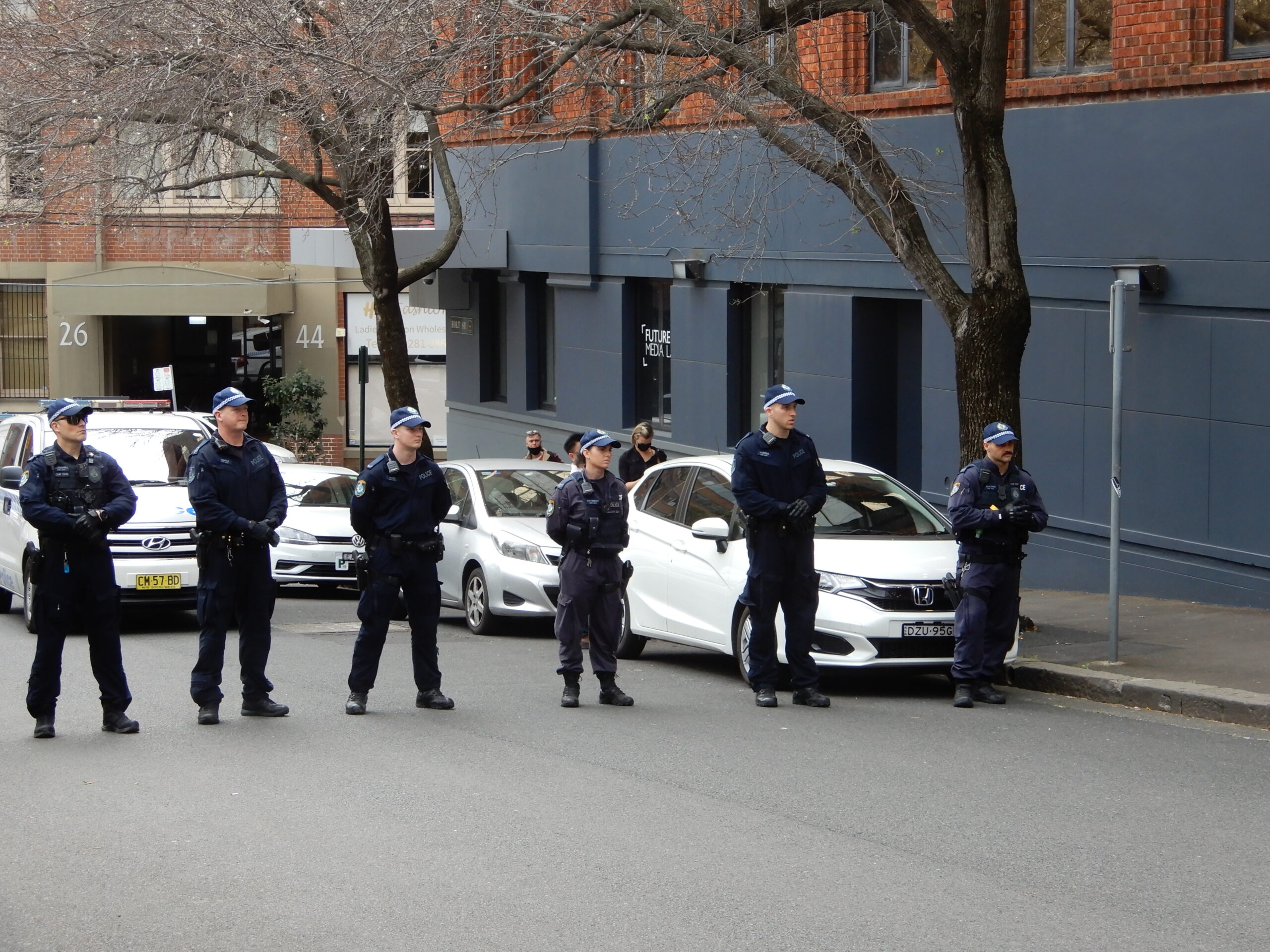 NSW police block off the street