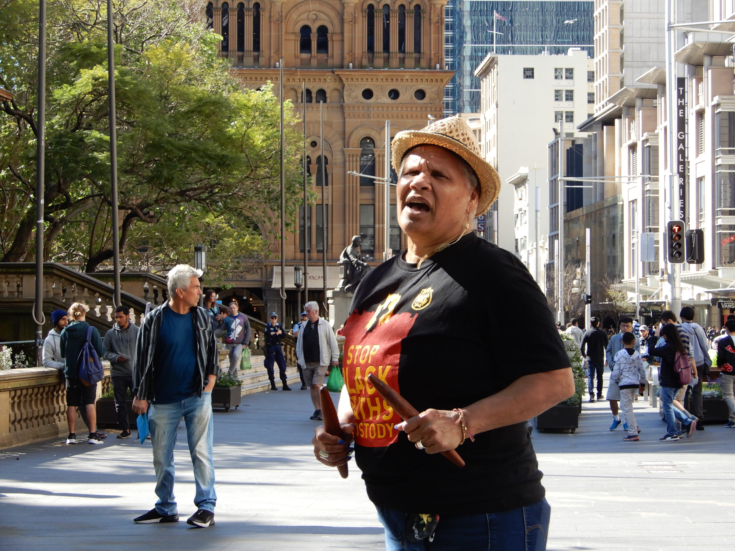 Faith Black addresses the crowd on the injustice system