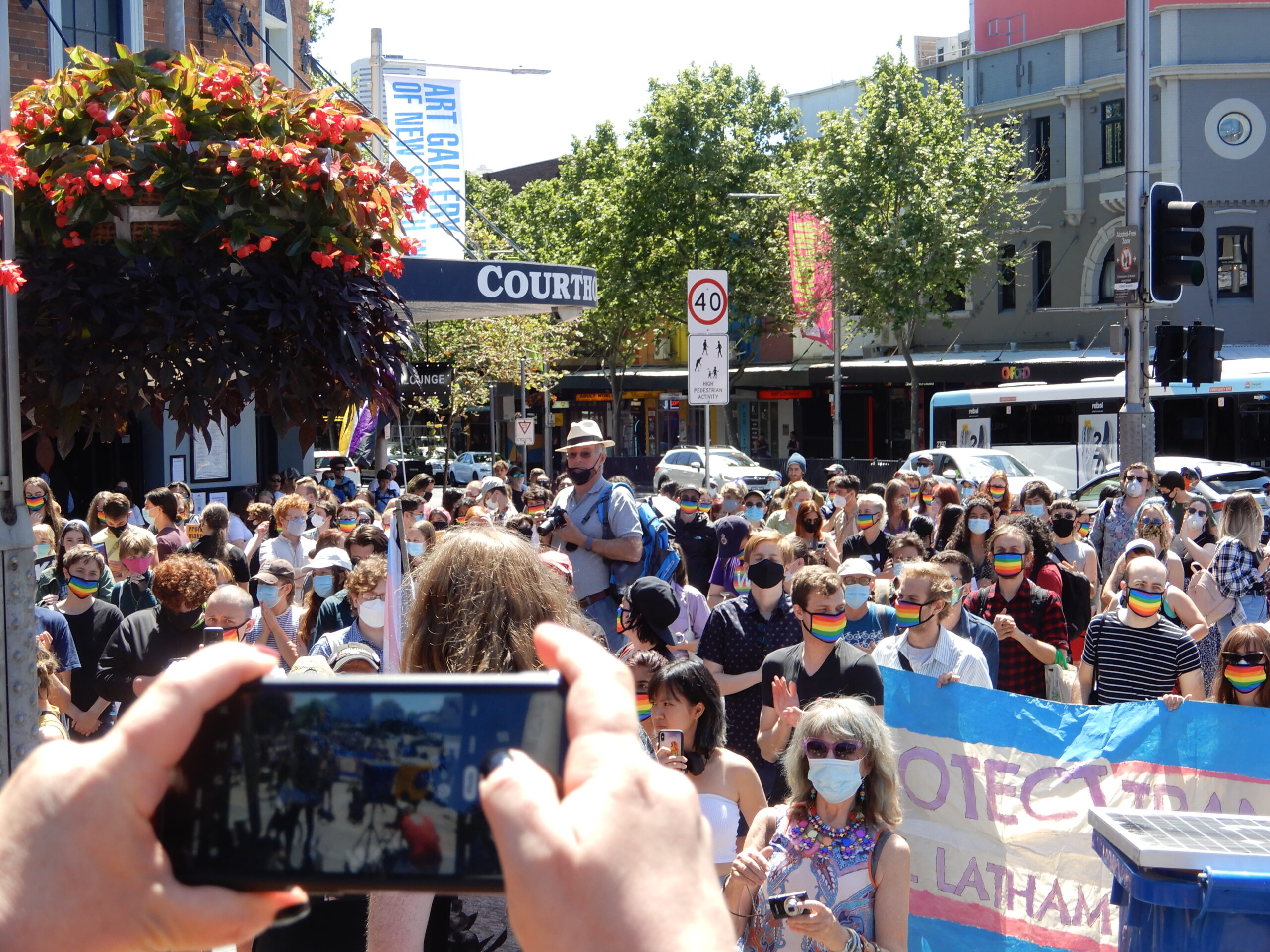 A strong crowd at Taylor Square