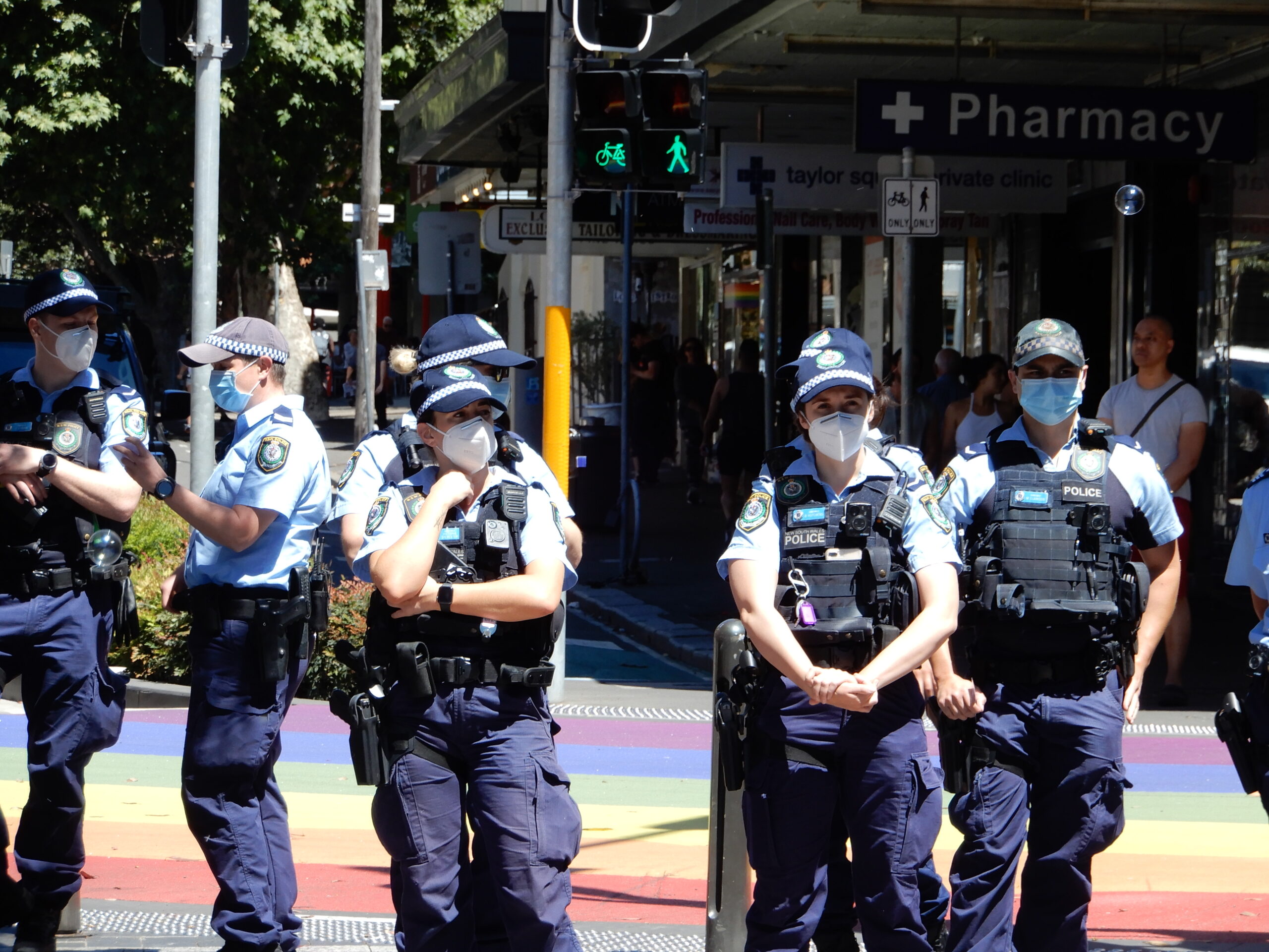 Cops at Taylor Square Rainbow Crossing