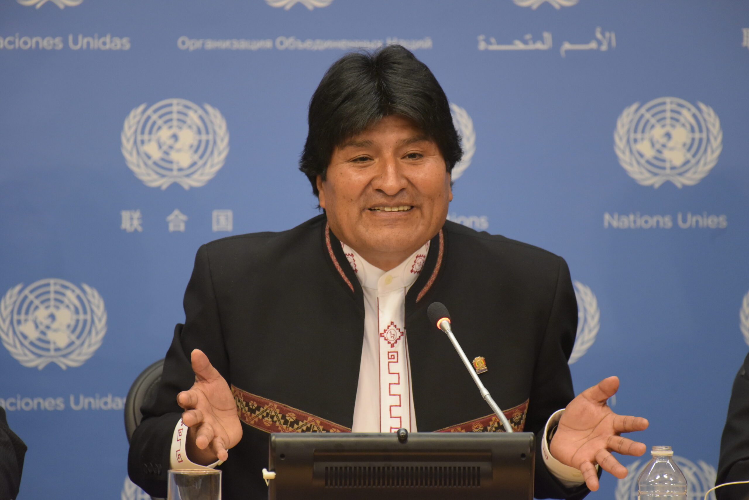 Former Bolivian president Evo Morales before the UN General Assembly