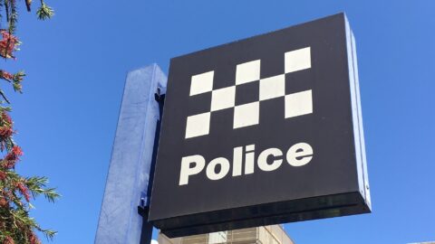 Police Sign in blue