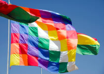 The Wiphala flag represents the Indigenous peoples of the Andes