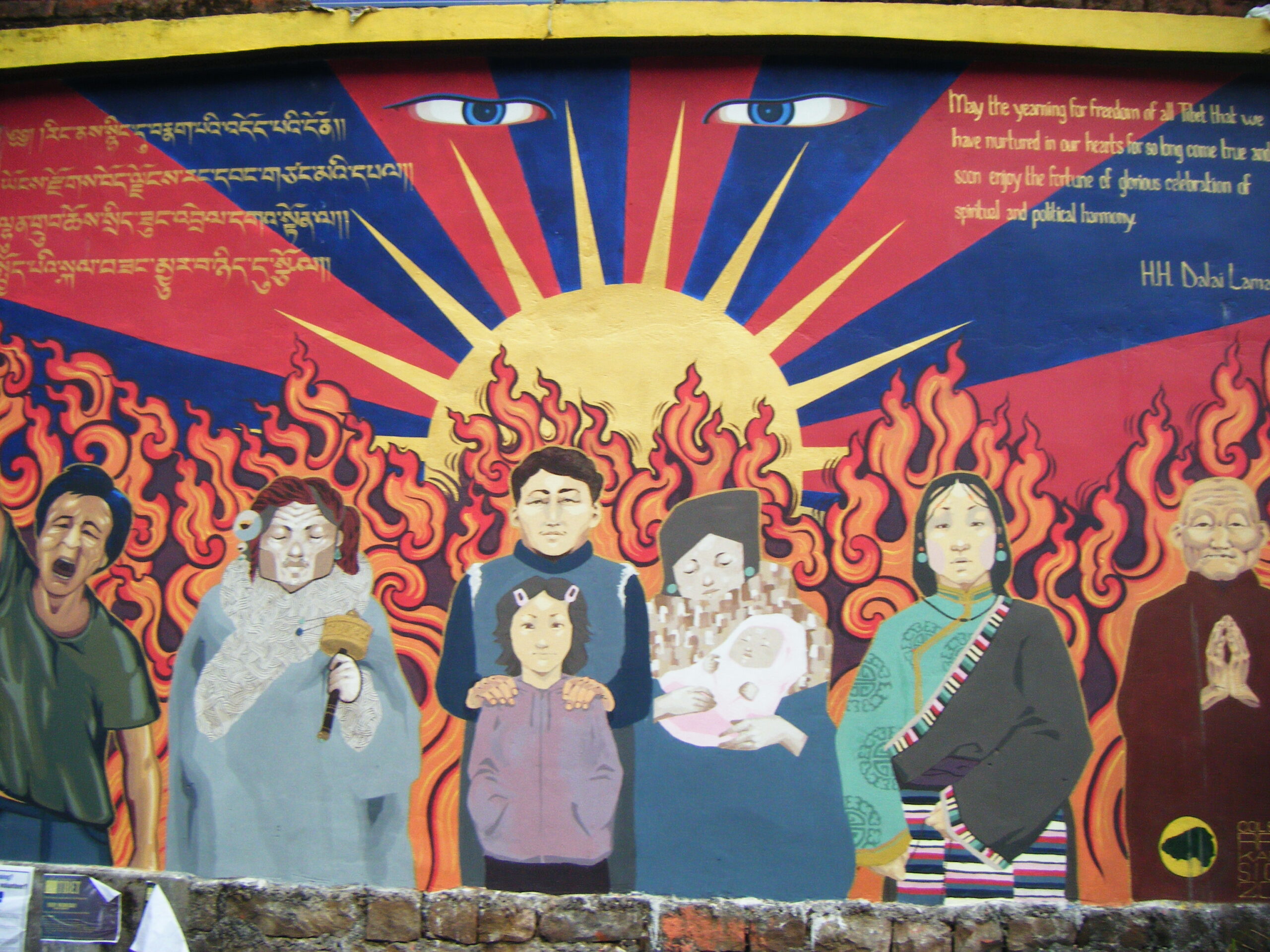 Tibetan freedom mural in McLeod Ganj, India
