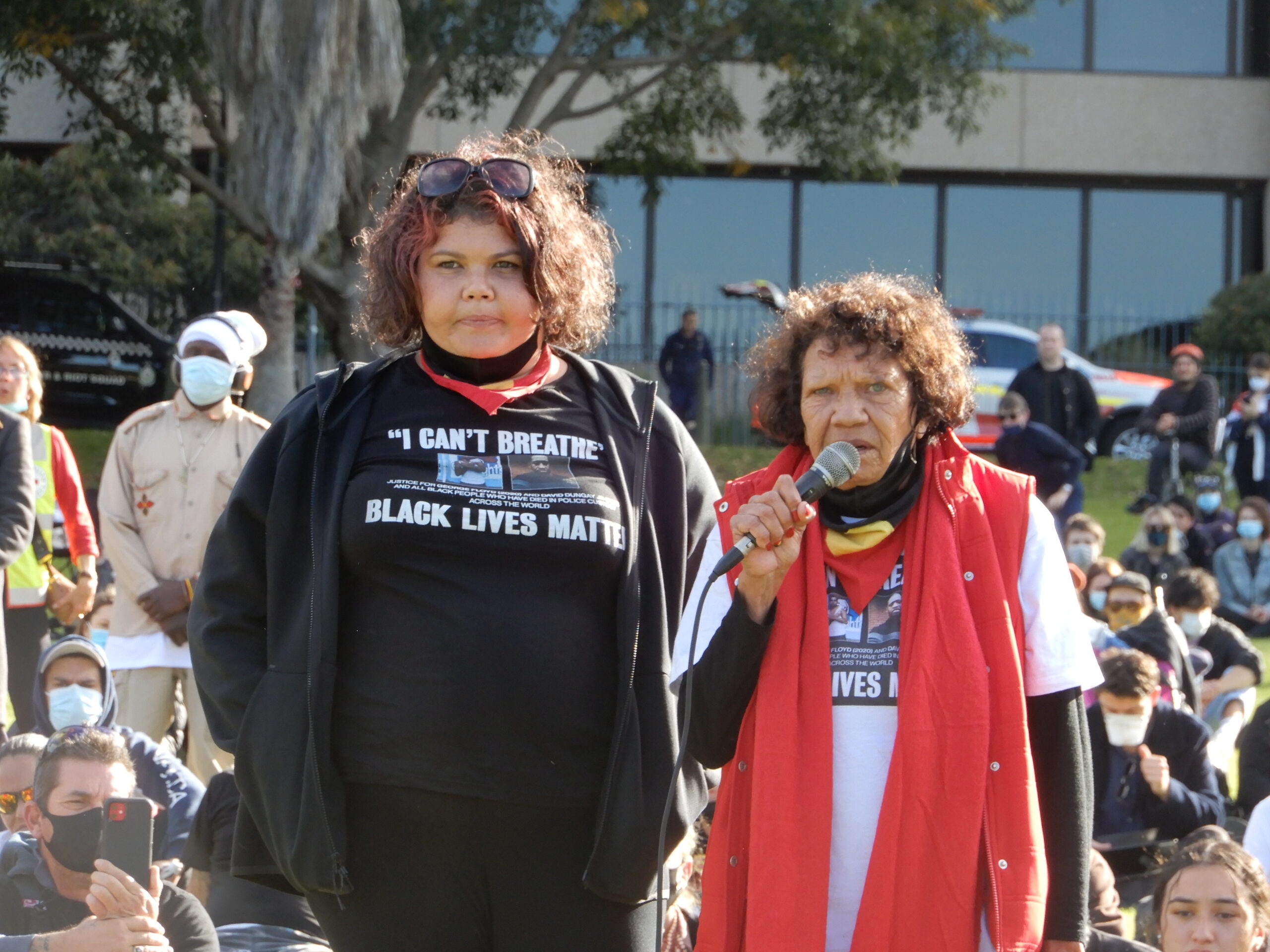 Leetona Dungay speaks at a deaths in custody rally